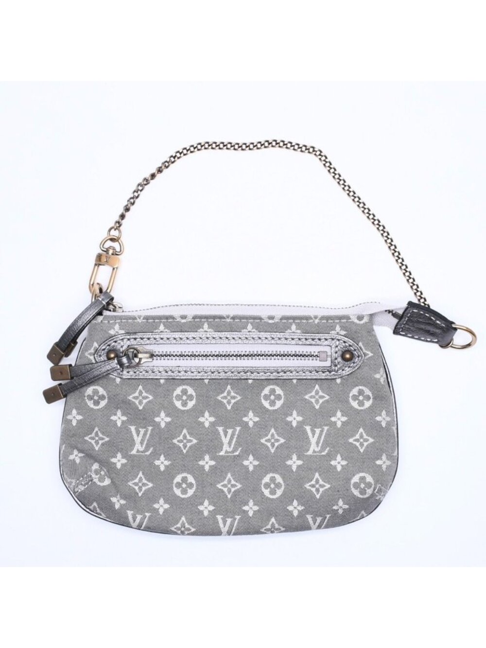 Louis Vuitton Monogram Mini Lin Mini Pochette Accessoires Plantine Handbag Gray